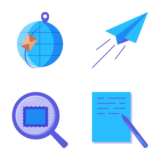 发送信件图标设置在平面风格图片下载