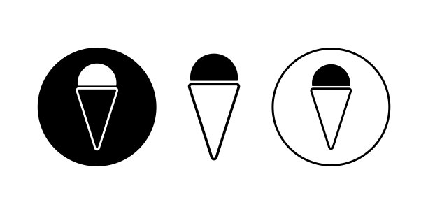 冰淇淋套线标志。华夫杯冰淇淋插图。矢量图标冷冻甜点。图片下载