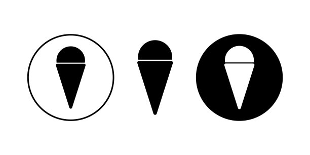 冰淇淋套线标志。华夫杯冰淇淋插图。矢量图标冷冻甜点。图片下载