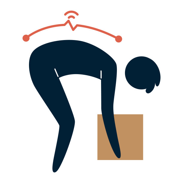 吊装技术安全动作。安全。工人搬运重物的指导不正确。人体工程学运动加载对象矢量平面插图图片下载