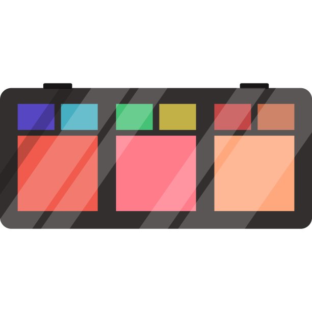 一组化妆品腮红和眼影矢量图标隔离在白色背景上图片下载