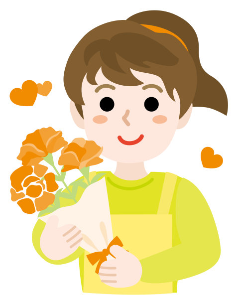 母亲节，母亲带着鲜花和一束橙色康乃馨。图片下载