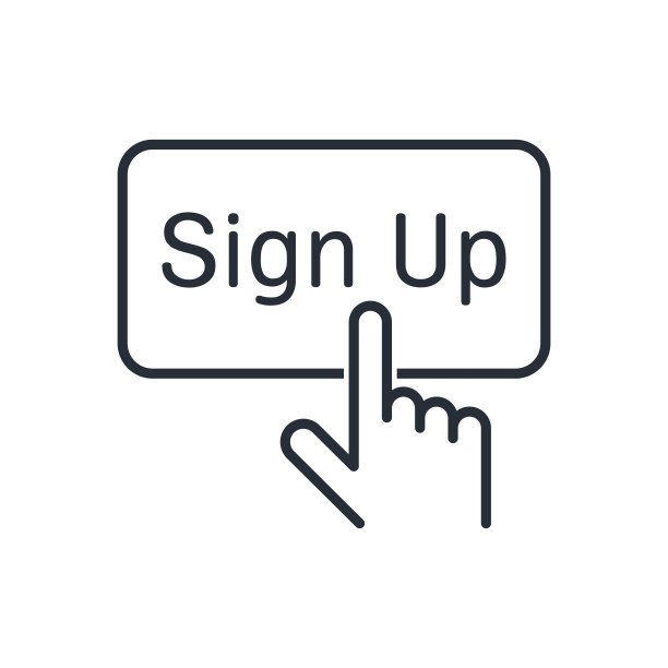 注册按钮。签约。矢量线性图标隔离在白色背景。图片下载