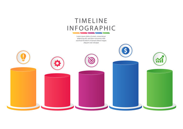 商业信息图细线流程用方形模板。矢量插图。时间轴过程有5个选项，步骤或部分。业务矢量信息图。图片下载