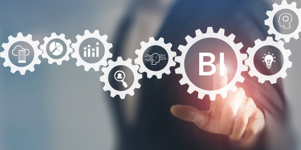 BI-Business情报。利用数据驱动的洞察力来做出明智决策的过程。使用人工智能进行大数据分析。利用数据驱动的决策来提高绩效。图片下载