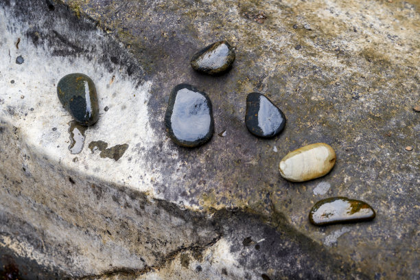 河边潮滩上的卵石特写图片下载