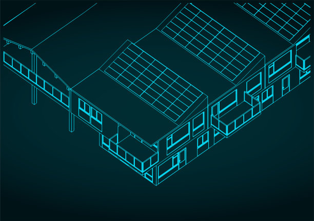 节能联排别墅等距蓝图图片下载