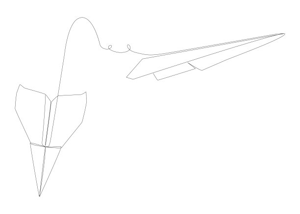 一条连续的纸飞机生产线。细线插图矢量概念。轮廓画创意。图片下载