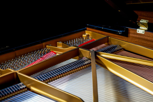 大钢琴内部琴弦结构的特写图片下载