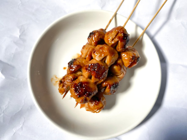 自制烤肉丸子沙茶特写图片下载