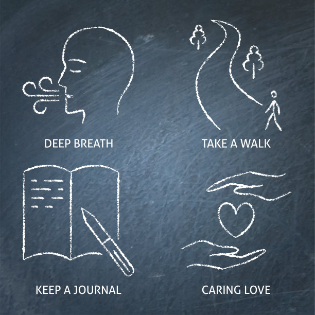 黑板保持良好的心理健康图标集图片下载