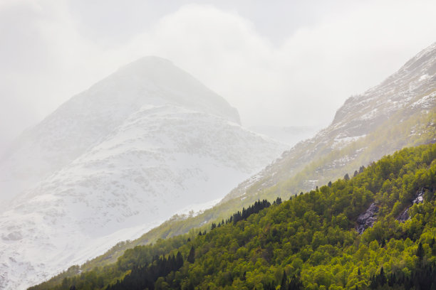 山与雪。冰川。北方的气候。挪威图片下载
