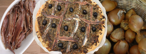 Pissaladière披萨配洋葱和凤尾鱼普罗旺斯美食图片下载
