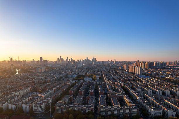 中国天津外环路，俯瞰市中心图片下载