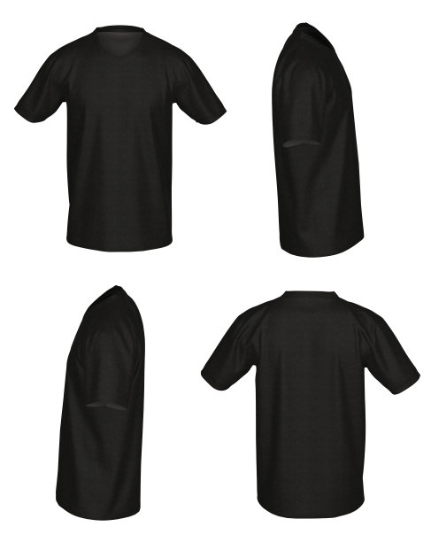 v领t恤。从四面，孤立在白色背景上。黑色的图片下载