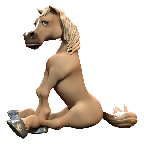 3D渲染卡通马在白色图片下载