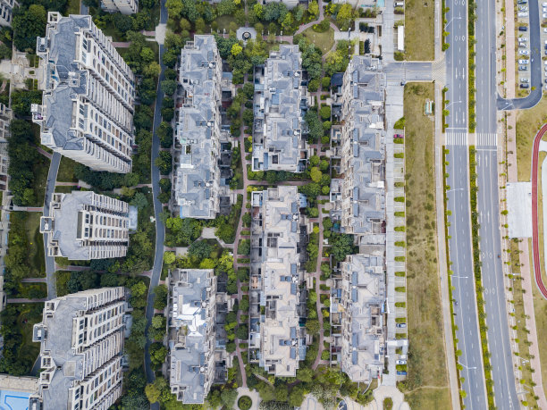 城市房地产小区高层建筑航拍图片下载
