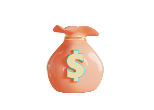 3d钱袋与标志美元和卡通风格和柔和的颜色孤立的背景。3d渲染图。图片下载