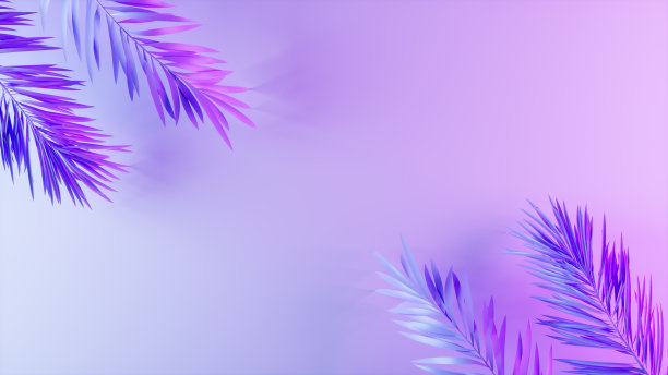 热带棕榈叶在粉红色和紫色的霓虹灯夏季背景图片下载