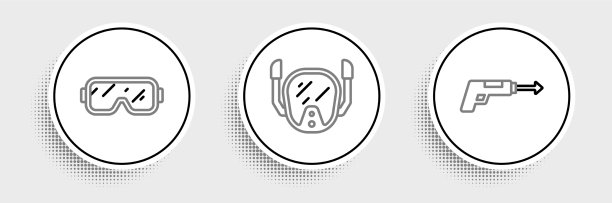 设置线钓鱼鱼叉潜水面具和图标图片下载