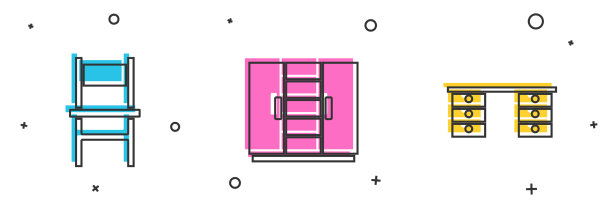 集椅子衣橱和办公桌图标图片下载