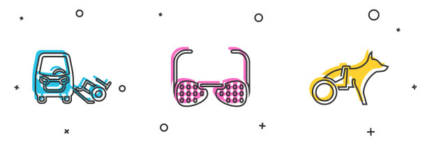 设置残疾人汽车盲人眼镜和狗轮椅图片下载