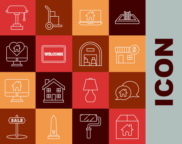 设置线纸箱与房屋房屋建筑图片下载