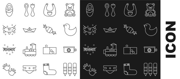 设定线蜡笔画婴儿便盆图片下载