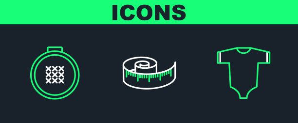 设置线婴儿服装圆可调刺绣图片下载