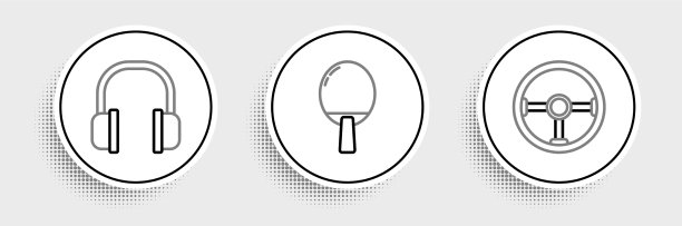 设置线方向盘耳机和球拍图片下载