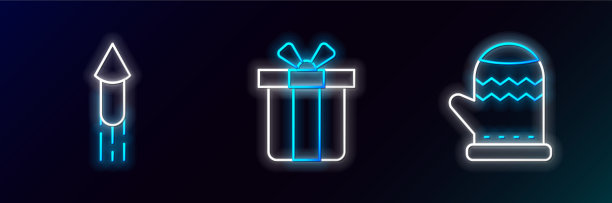 设线圣诞手套烟花火箭和图片下载