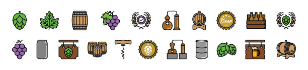 啤酒图标矢量集图片下载