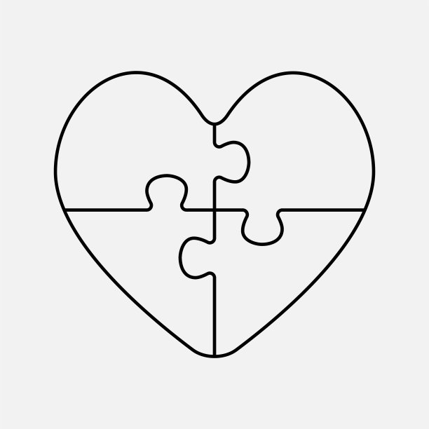 图信息图的4个步骤，心脏拼图图片下载