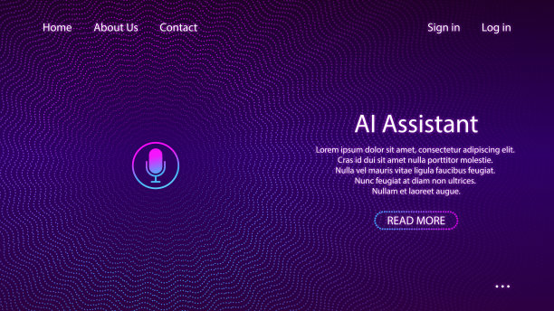 人工智能概念。网站或移动应用的横幅。带有人工智能个人语音助手的登陆页面。插图。图片下载