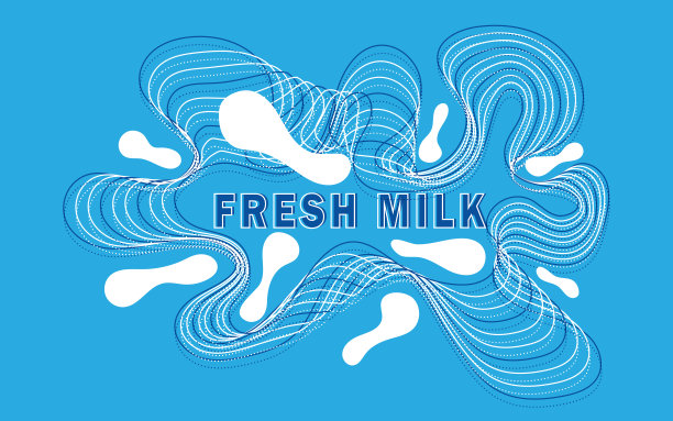 现代海报新鲜的牛奶溅在蓝色的背景图片下载