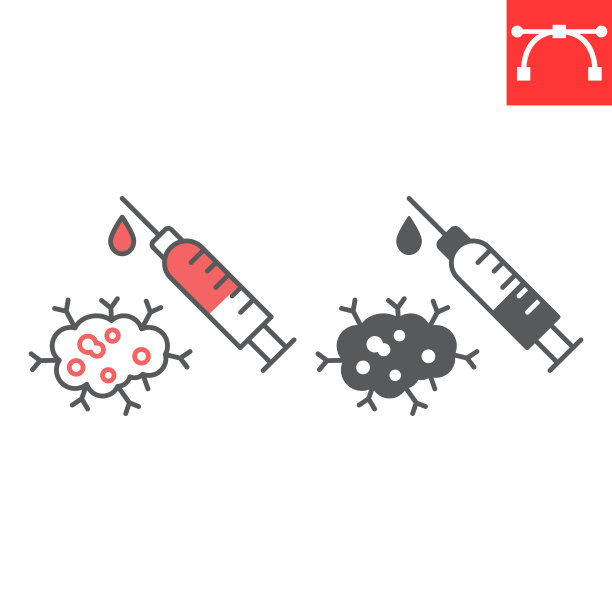 免疫治疗线和字形图标图片下载