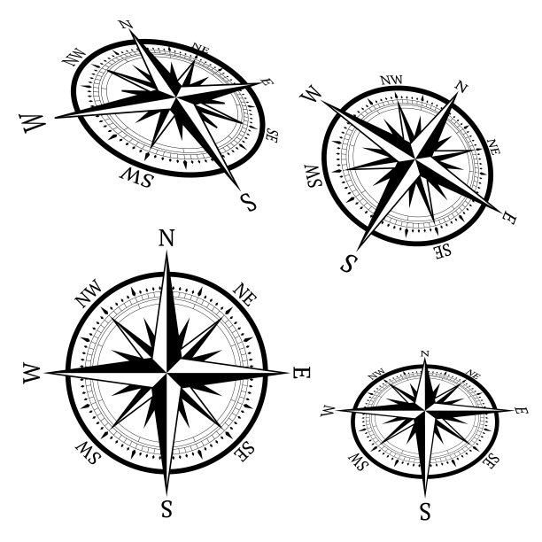 指南针设置透视，矢量插图图片下载