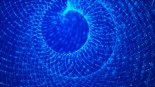 抽象隧道的点。发光粒子的梯度动态波。霓虹灯点网络。大数据。数字的背景。三维虫洞与网格结构。漩涡。3d渲染图片下载