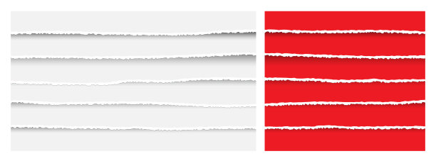 双套撕裂和撕裂的纸条纹。透明背景下边缘受损纸张的纹理。图片下载