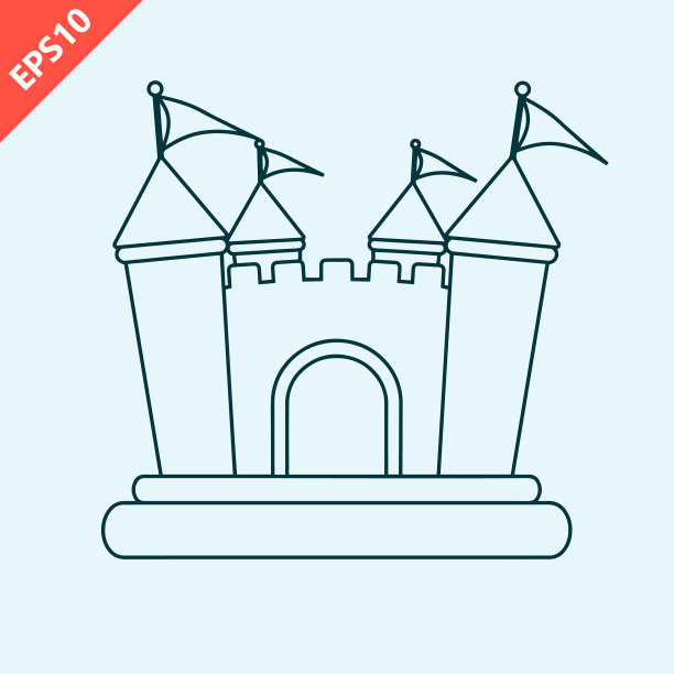 手绘弹跳屋设计矢量平面孤立插图图片下载