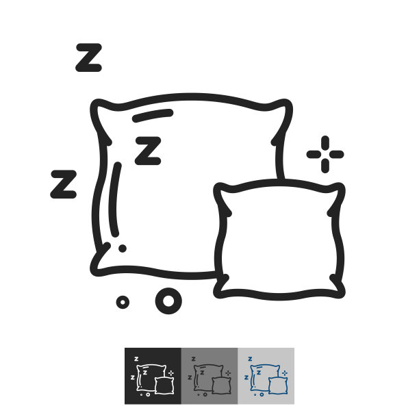 矢量线样式图标与枕头。良好的睡眠标志。图片下载