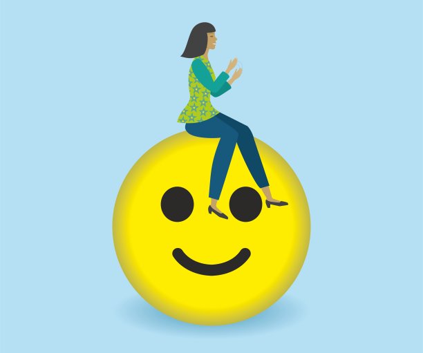 工作快乐或工作欣赏，领导满意度，结果，大学，激情或享受工作，员工幸福概念，快乐的人，领导者，学生或商人。Emoji,表情符号。友好和好的同事或老板。图片下载