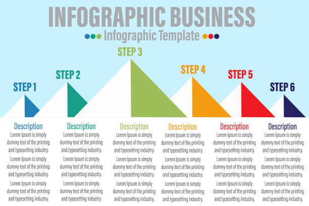金字塔信息图模板。六选项信息模板。网页，互联网，年度报告，杂志信息图表模板。教育和科学信息模板图片下载