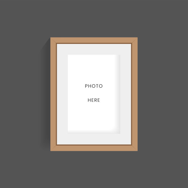 一个木框架的照片上暗墙模拟设计，框架上的照片的地方模拟矢量插图图片下载