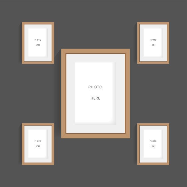 现代五套木制相框模拟设计图片下载