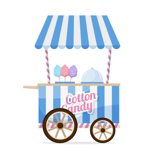 白色背景上孤立的棉花糖车。图片下载