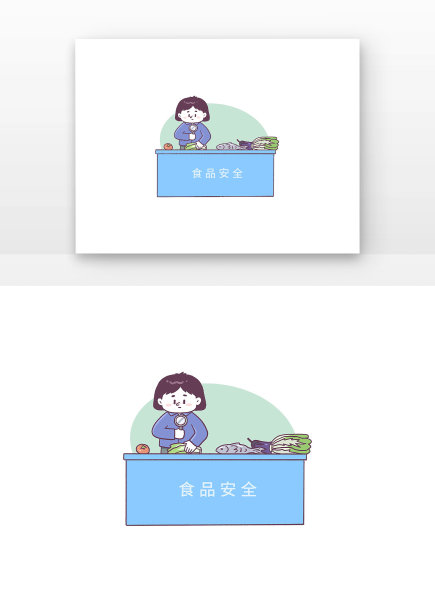 原创手绘人物食品安全元素图片下载