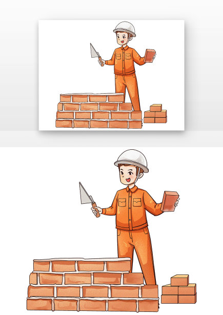工人砌墙图片下载