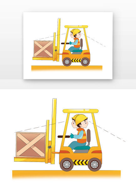 叉车生产安全插画元素图片下载