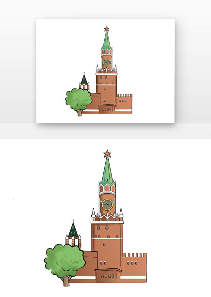 俄罗斯手绘建筑元素图片下载